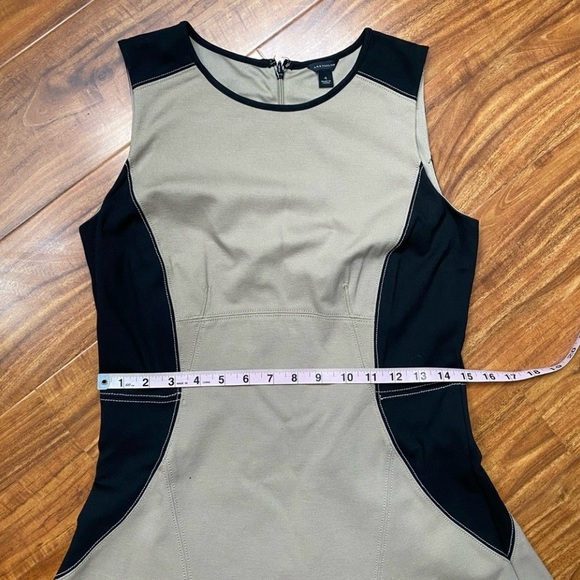 Ann Taylor Tan Black Colorblock Sleeveless Stretch Ponte Dress Size 4 Classic - Picture 14 of 15